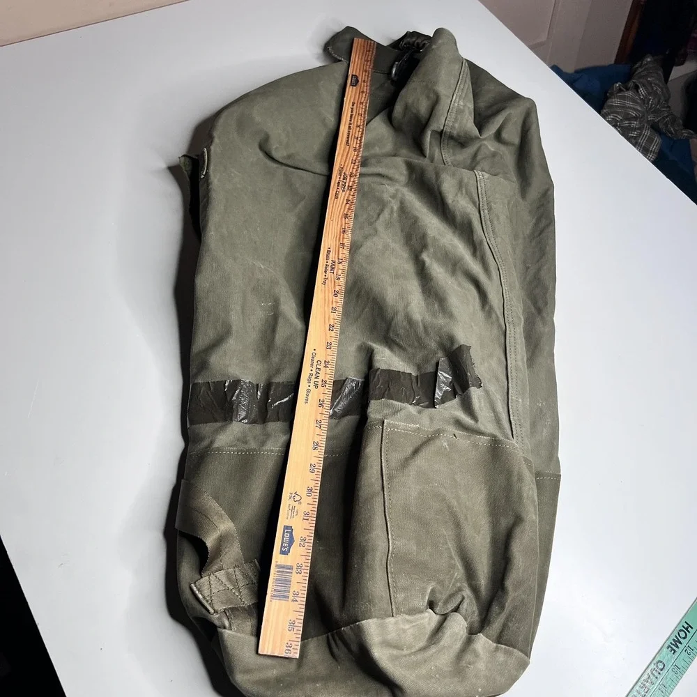 Vintage US Military Canvas Duffel Bag Olive Drab Backpack Sea Bag Sgt Jackson